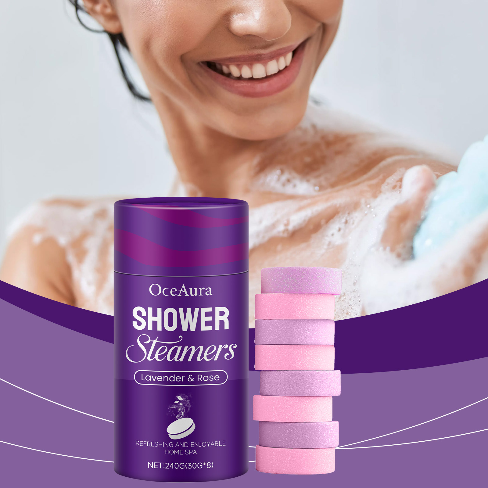 Shower Steamer Tablet - Rose Lavender Aromatherapy Shower Steamers Tablets